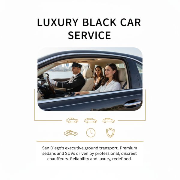 Luxury black car services in San Diego with VIP Ride 4U